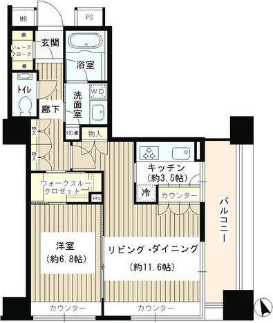グランスイート虎ノ門(1LDK/16階)の間取り写真