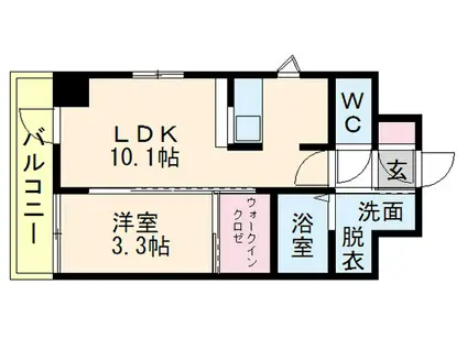 ネストピア西新II(1LDK/6階)の間取り写真