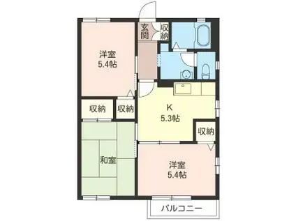 サニーヒル(3K/2階)の間取り写真