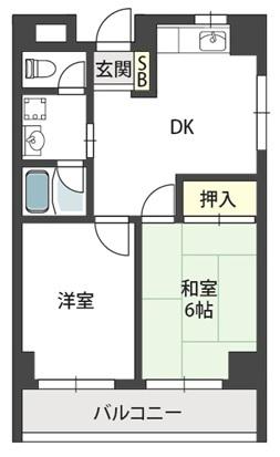澤村マンション(2DK/6階)の間取り写真