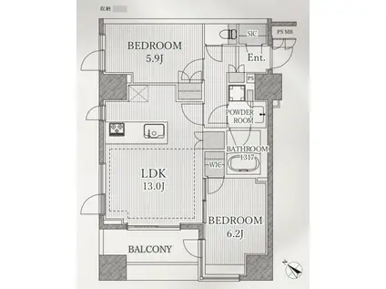 プレシス八丁堀リバーフロント(2LDK/3階)の間取り写真