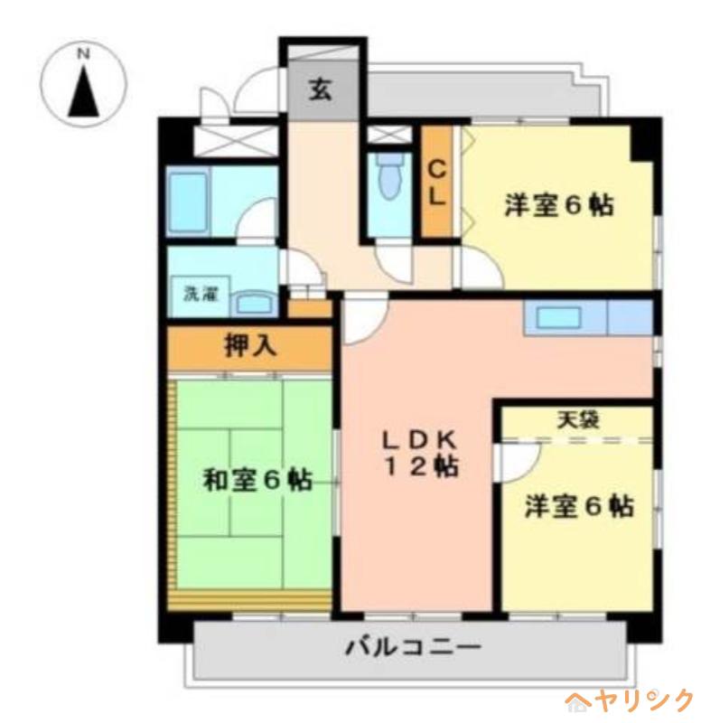 ランドマーク一社(3LDK/4階)の間取り写真