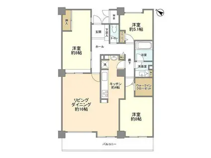 スカイプラザ・ユーカリが丘ウエストタワー(3LDK/5階)の間取り写真