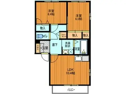 プチシャトー(2LDK/2階)の間取り写真