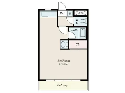 リヴィエラ(ワンルーム/4階)の間取り写真
