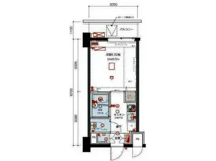 リヴシティ西川口(1K/8階)の間取り写真