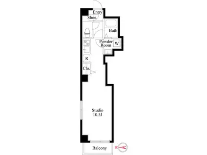 ザ・コート森下(ワンルーム/2階)の間取り写真