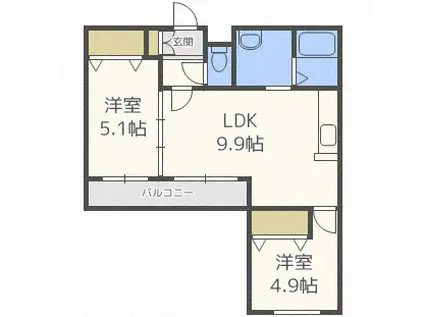 メニーズコートS25(2LDK/4階)の間取り写真