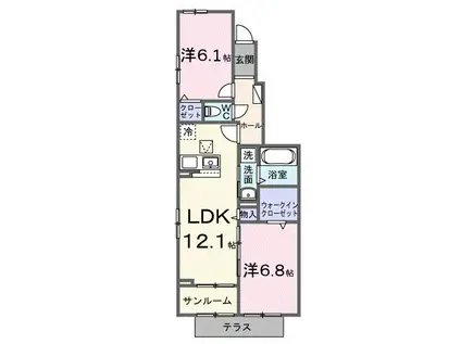 サニークレリア(2LDK/1階)の間取り写真