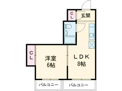 パークス熊谷(1LDK/6階)の間取り写真