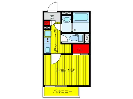 クレイノノーヴェ テラス(1K/1階)の間取り写真