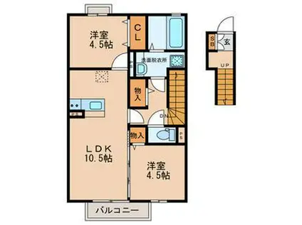 セジュール長尾(2LDK/2階)の間取り写真