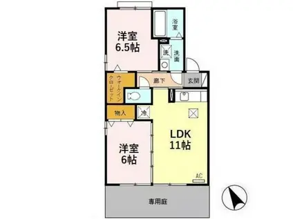 メゾン・ド・パストラルC(2LDK/1階)の間取り写真