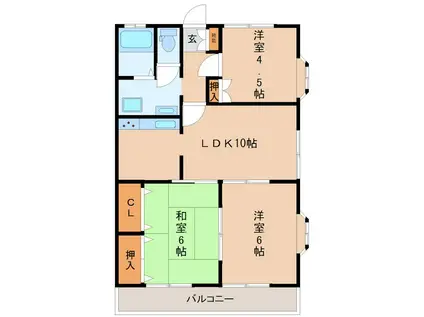 グリーントップ(3LDK/2階)の間取り写真