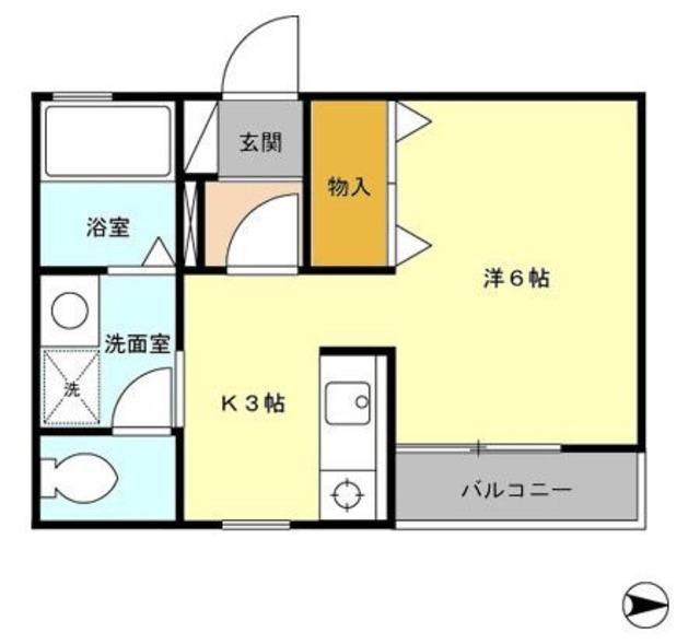 フルール(ワンルーム/2階)の間取り写真