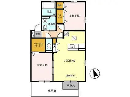 ECO SOLEIL C棟(2LDK/2階)の間取り写真