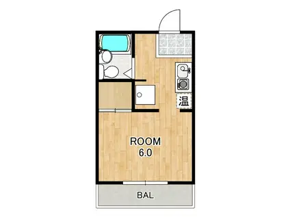 エスパス・ド・ゼン大萱(1K/1階)の間取り写真