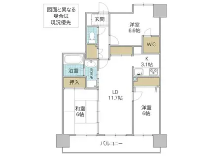 レグザ土浦アクアガーデン(3LDK/6階)の間取り写真