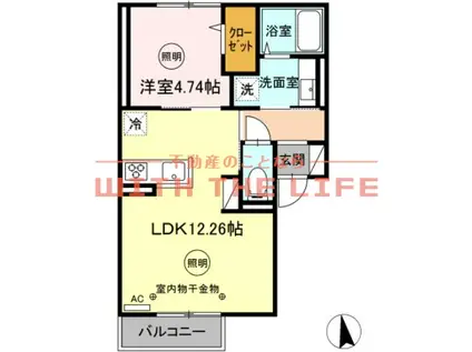 FONTAINE和賀(1LDK/2階)の間取り写真