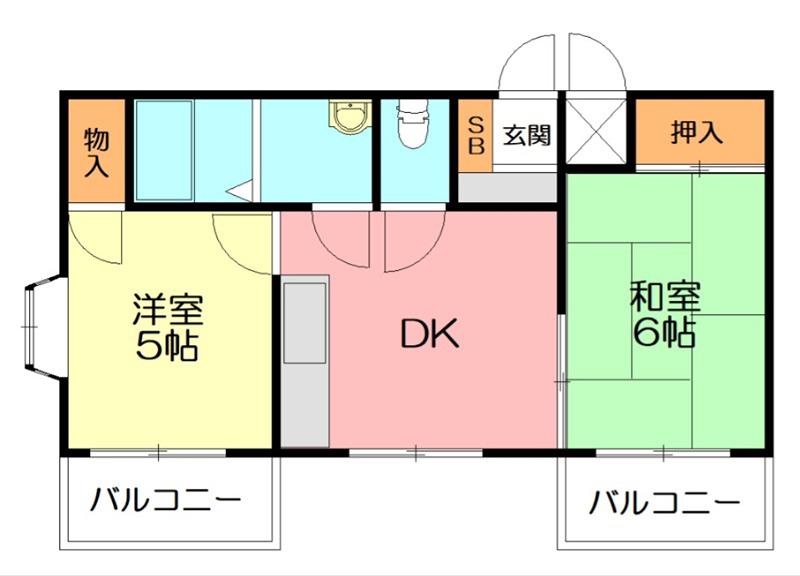相湘11栄町ビル(2DK/4階)の間取り写真
