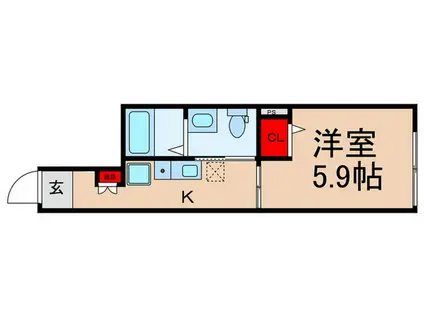 ランズ富士見台(1K/1階)の間取り写真