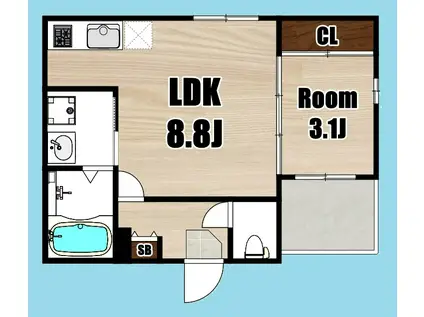 HT吉祥院西定成町(1LDK/3階)の間取り写真