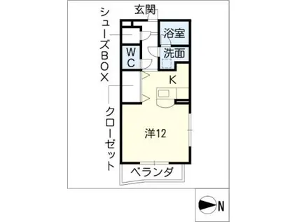 K・BERG(ワンルーム/2階)の間取り写真