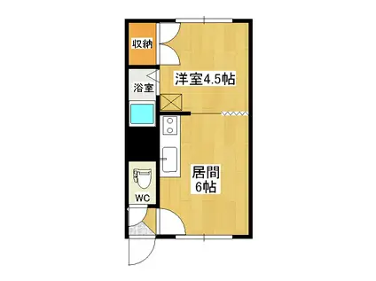 コーポ古都(1DK/2階)の間取り写真