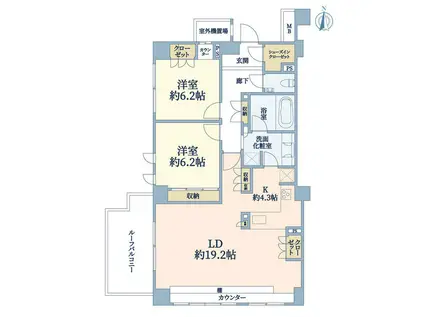 グランシーナ目白台(2LDK/3階)の間取り写真