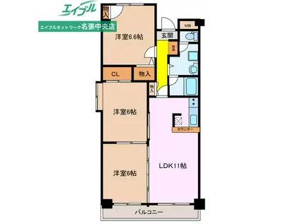 ロイヤルマンション(3LDK/2階)の間取り写真