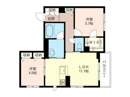 プログレス新ゆり(2LDK/3階)の間取り写真