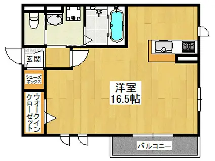 エーデル自由丘II(ワンルーム/1階)の間取り写真