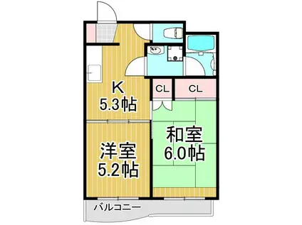 第2エールクレール(2DK/2階)の間取り写真