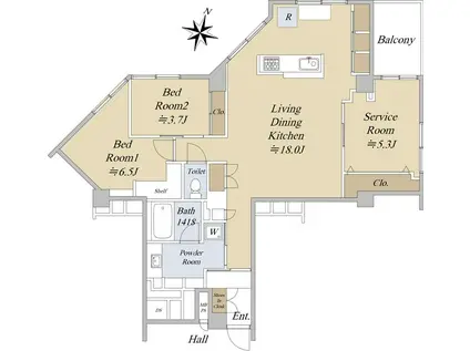 駒沢マンション(2SLDK/2階)の間取り写真