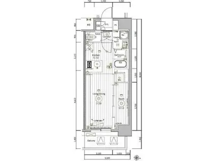 メイクスアート名駅南IV(1LDK/3階)の間取り写真