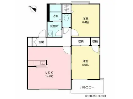 コートヴェール南片江II H(2LDK/2階)の間取り写真