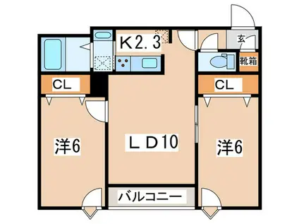 シティレジデンス桑園(2LDK/2階)の間取り写真