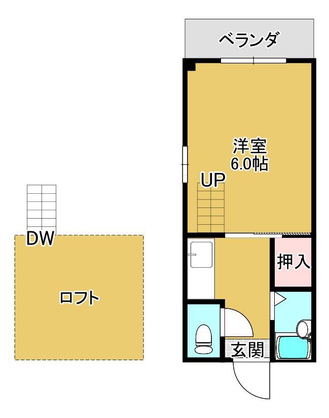 A-STEP恒久(1K/2階)の間取り写真