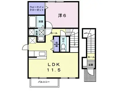 アブニール(1LDK/2階)の間取り写真