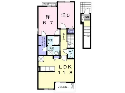 アリーヴィオIV(2LDK/2階)の間取り写真