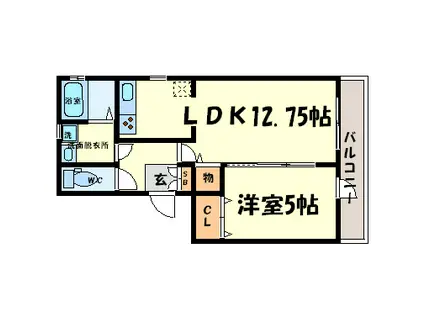 グリーンパーク尾浜II(1LDK/1階)の間取り写真