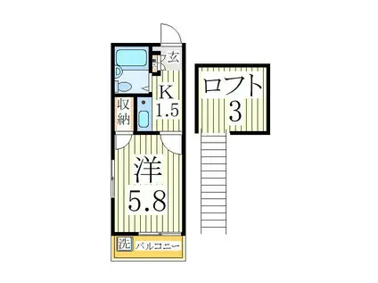 ソレイユ柏セブン(1K/2階)の間取り写真