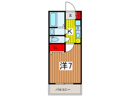 クリスタ(1K/2階)の間取り写真
