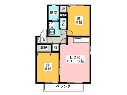 プランドール則武(2LDK/2階)の間取り写真