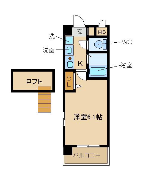 エステムコート新大阪Vソレックス(1K/8階)の間取り写真