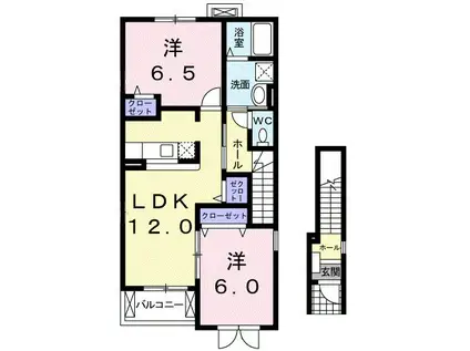 グラングリューI(2LDK/2階)の間取り写真