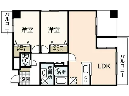 セジュールHARA(2LDK/8階)の間取り写真