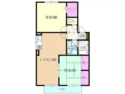 アヴァンセ今光(2LDK/2階)の間取り写真