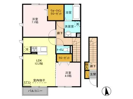 WILDFLOWER(2LDK/2階)の間取り写真