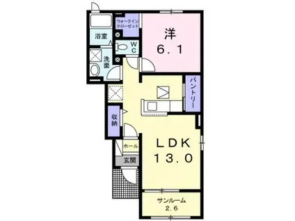 ソレイユ横島A(1LDK/1階)の間取り写真